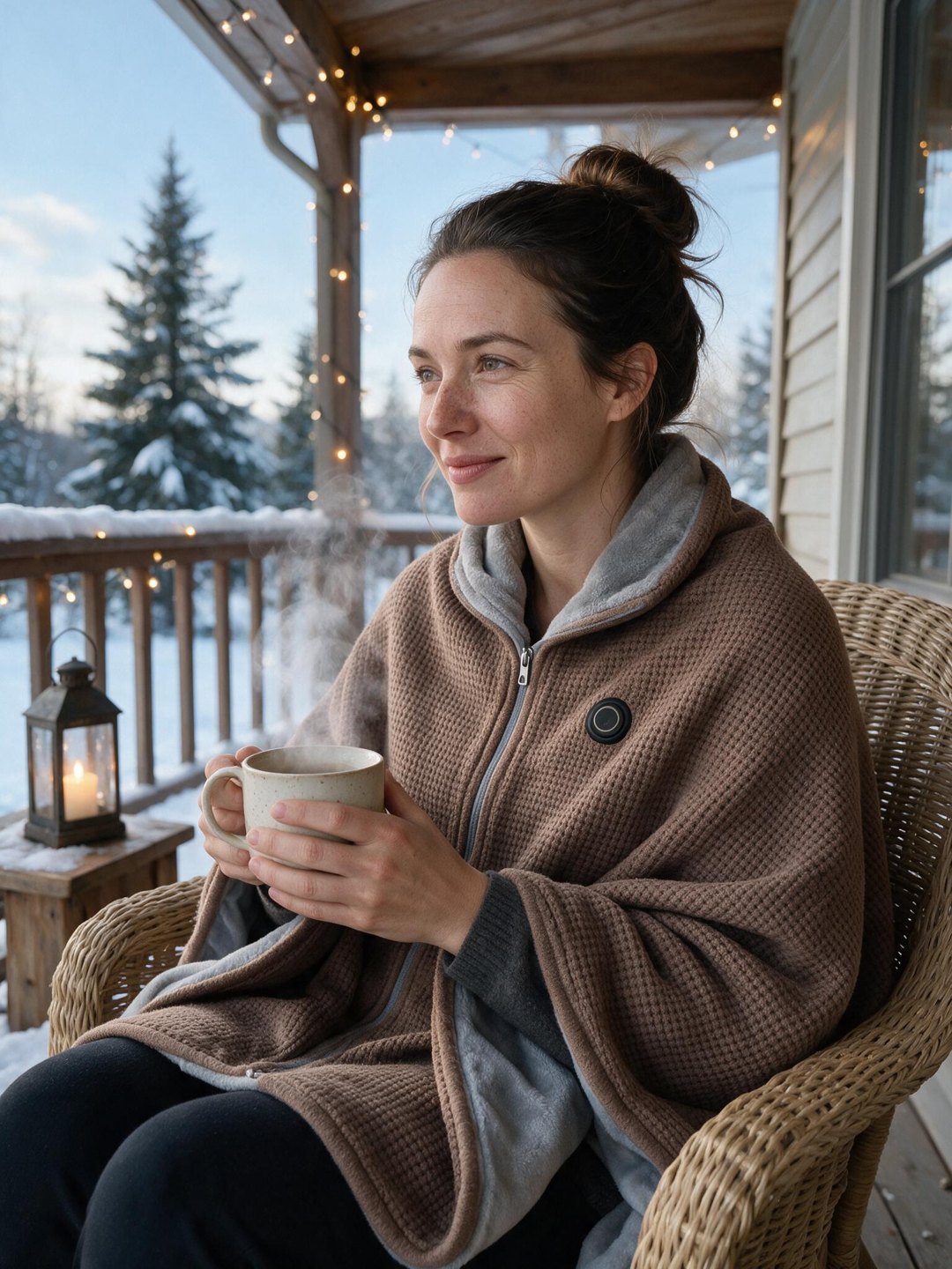 Mocha Brown HearthWrap on a cold porch