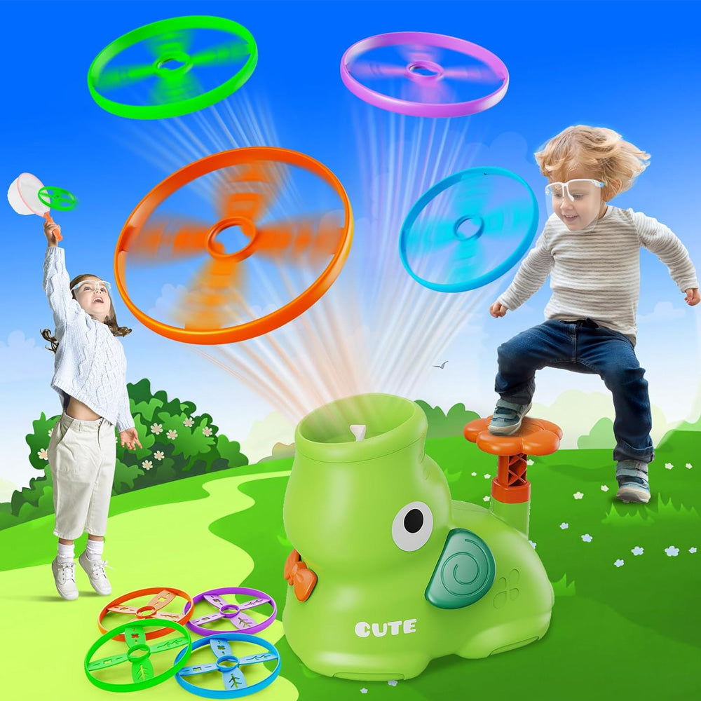 Kids launching discs with a stomp