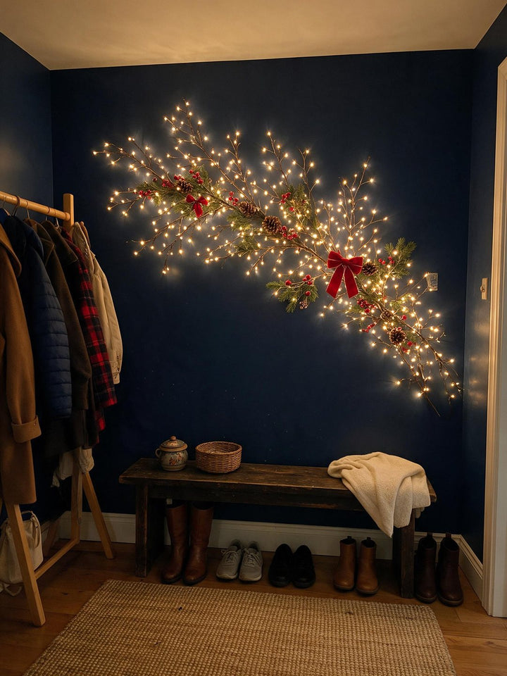 Lumora Christmas wall light styled in a home