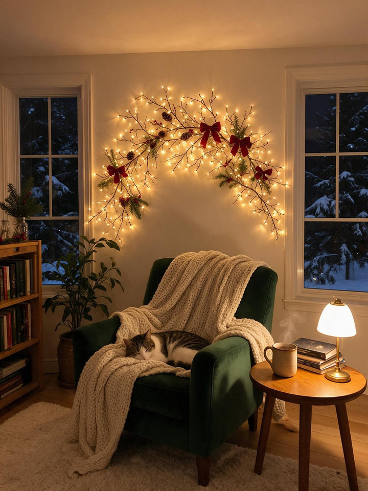 Lumora Christmas wall light styled in a home