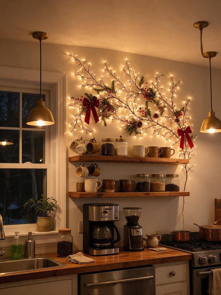 Lumora Christmas wall light styled in a home