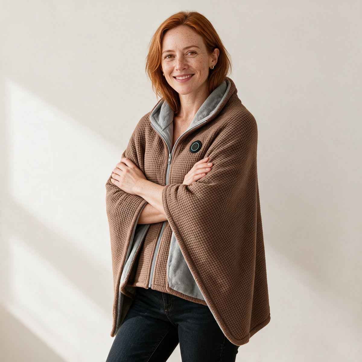 HearthWrap heated wearable blanket in mocha brown