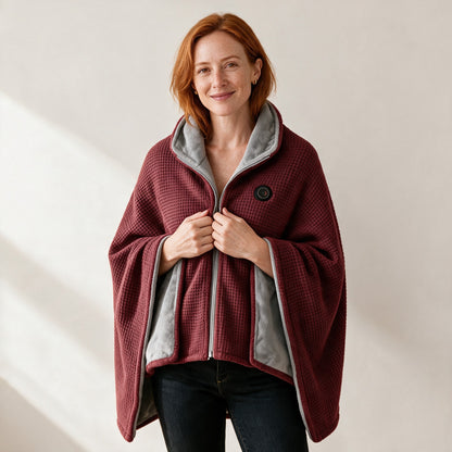 HearthWrap heated wearable blanket in wine red
